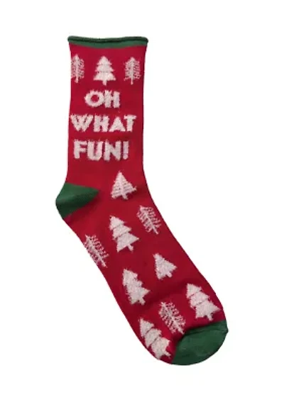 Oh What Fun Holiday Crew Socks
