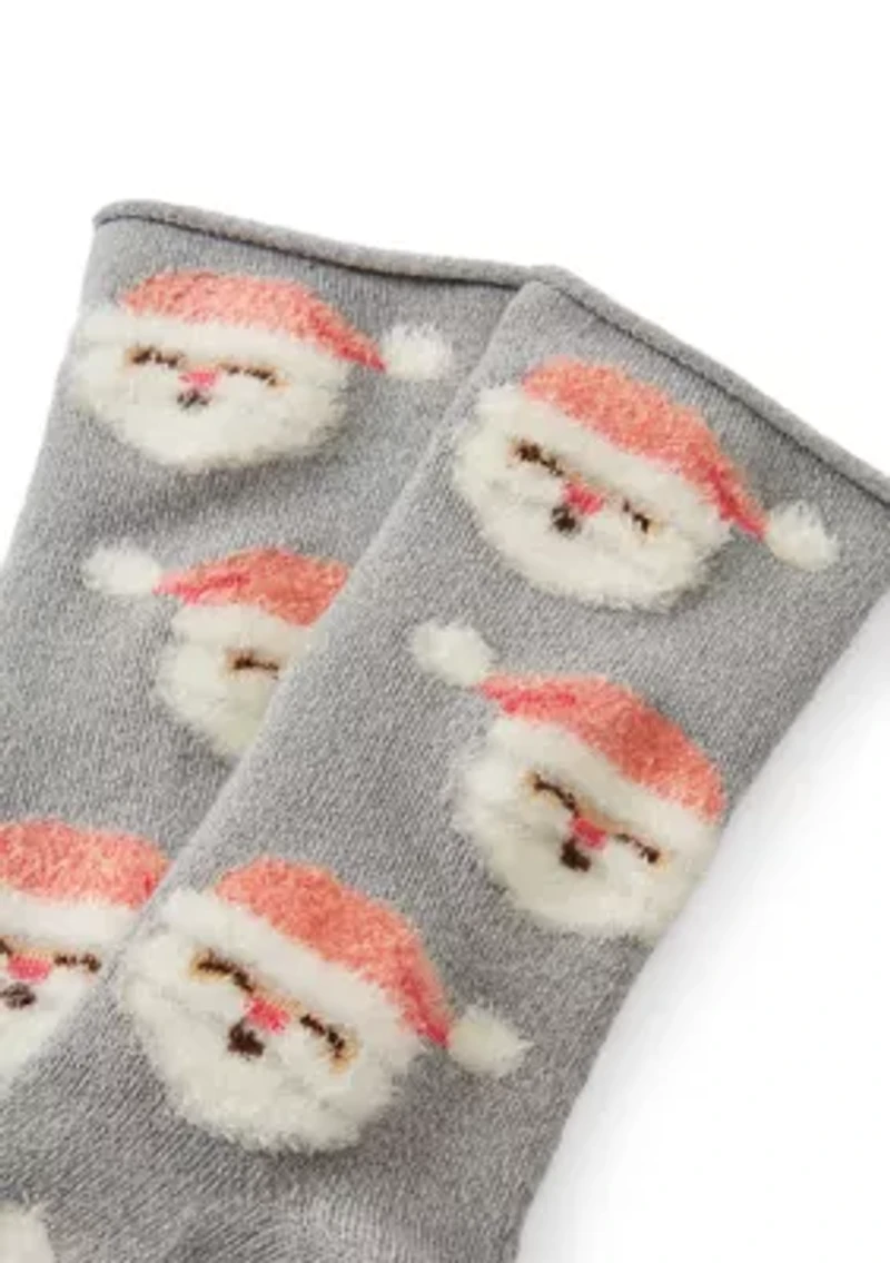 Santa Raised Feather Crew Socks