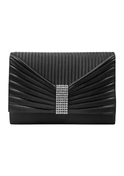 Alexis Satin Flap Bag with Rhinestones