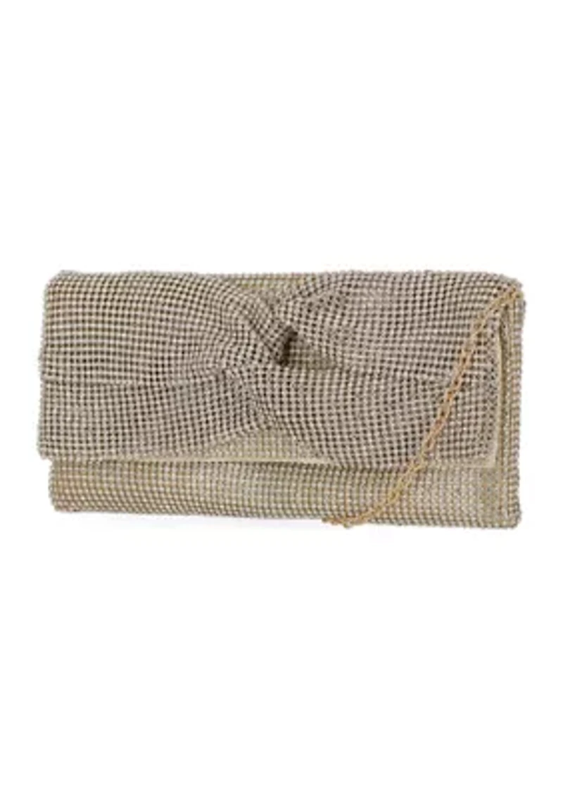 Hellene - Crystal Mesh Twisted Bow Clutch