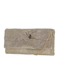 Hellene - Crystal Mesh Twisted Bow Clutch
