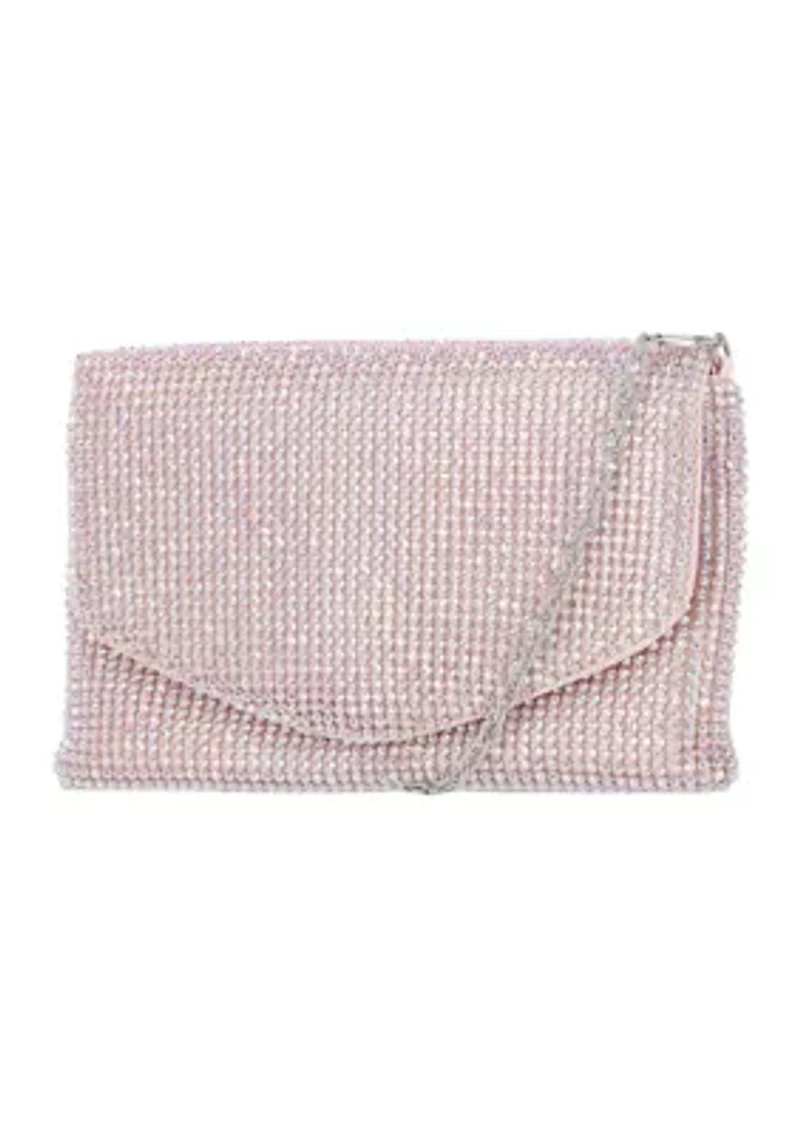 Raina  - V Flap Diamond Mesh Clutch
