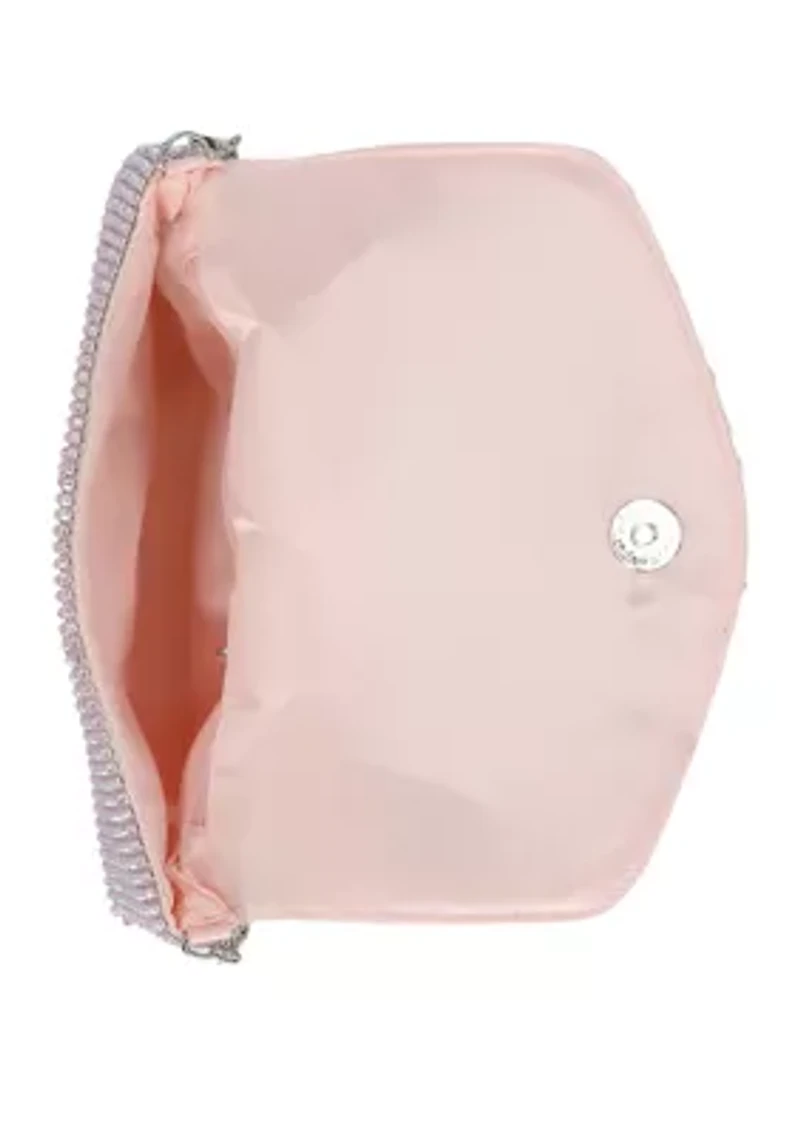 Raina  - V Flap Diamond Mesh Clutch