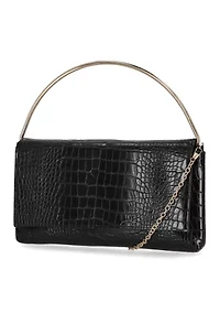 Isa Croco Top Handle Flap Clutch