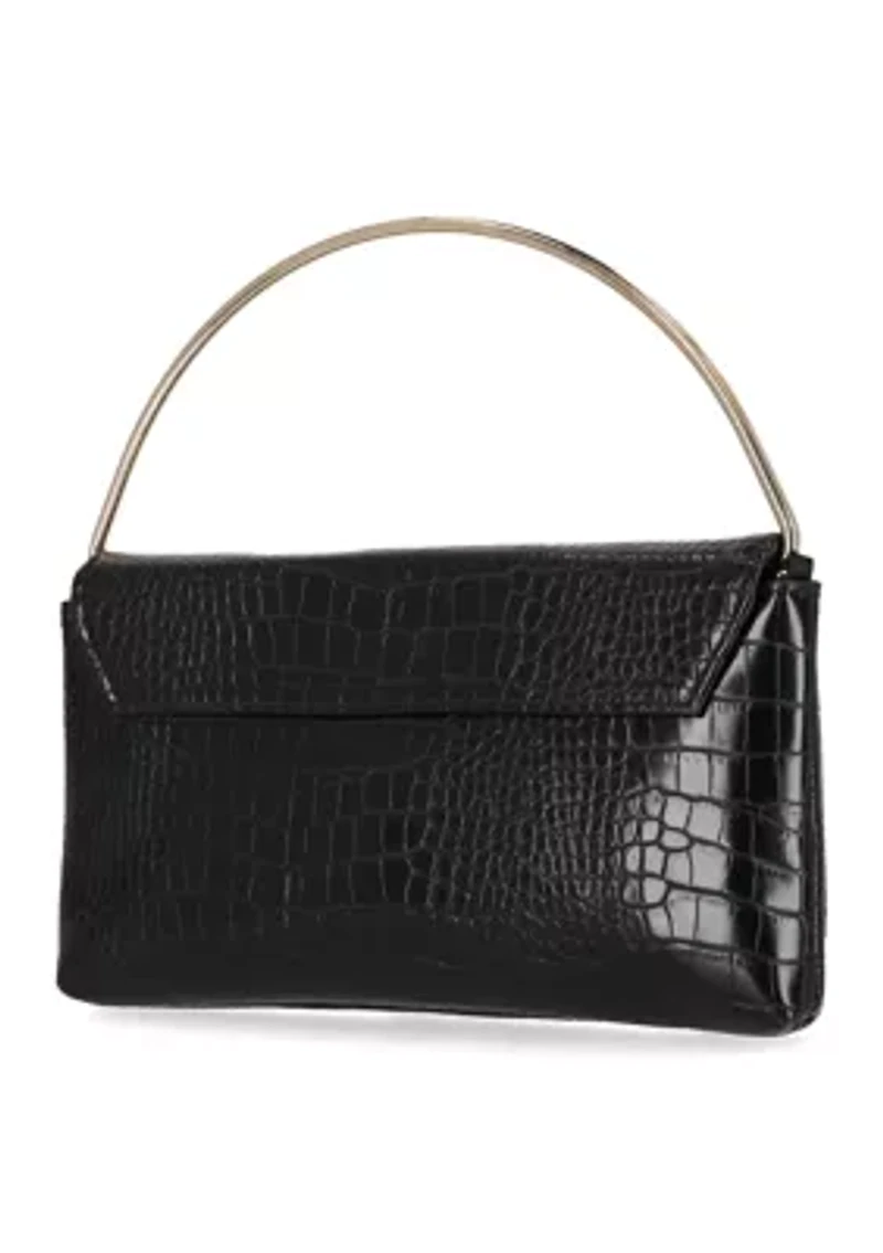 Isa Croco Top Handle Flap Clutch