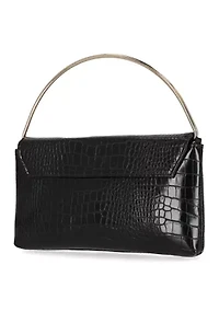 Isa Croco Top Handle Flap Clutch