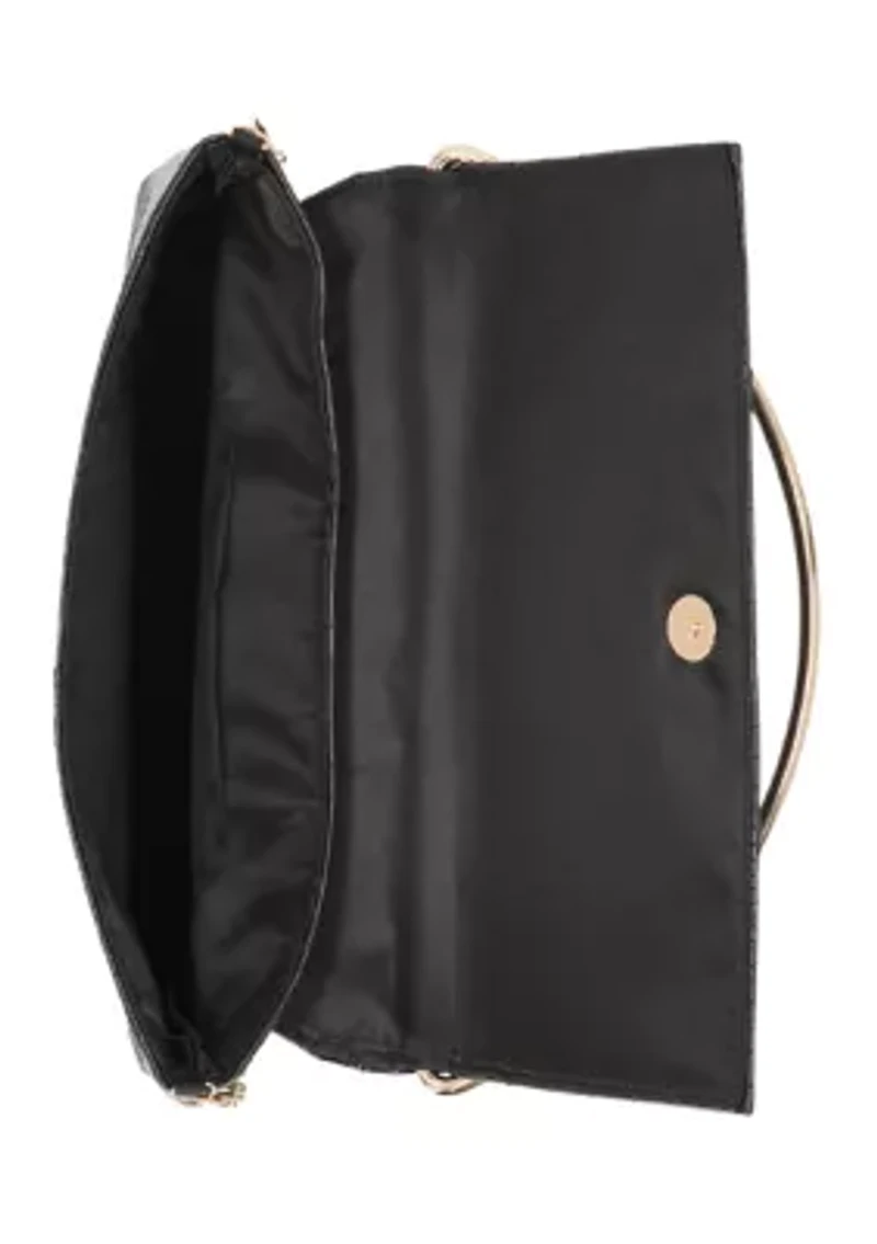 Isa Croco Top Handle Flap Clutch