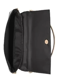 Isa Croco Top Handle Flap Clutch