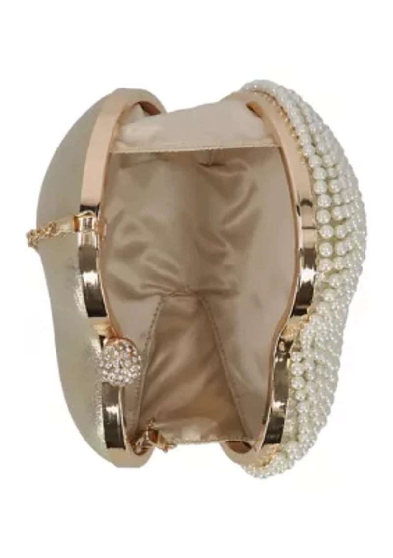 Gail Pearl Heart Shape Minaudière Crossbody