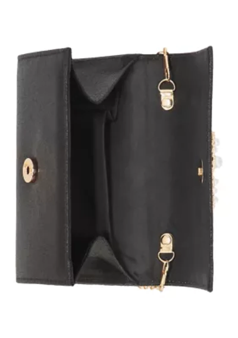 Alexis - Soft Shine Brooch Flap Clutch