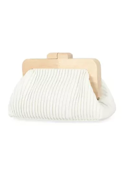Shae - Soft Pleated Wooden Handle Clutch