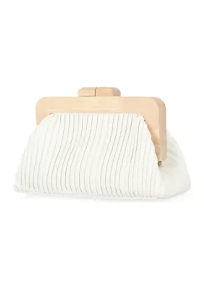 Shae - Soft Pleated Wooden Handle Clutch