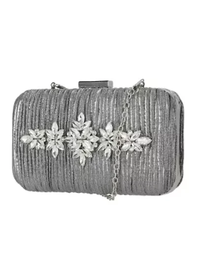 Sabrina Pleated Metallic Minaudiere Clutch