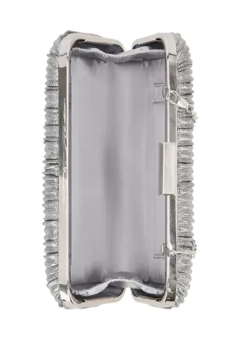 Sabrina Pleated Metallic Minaudiere Clutch