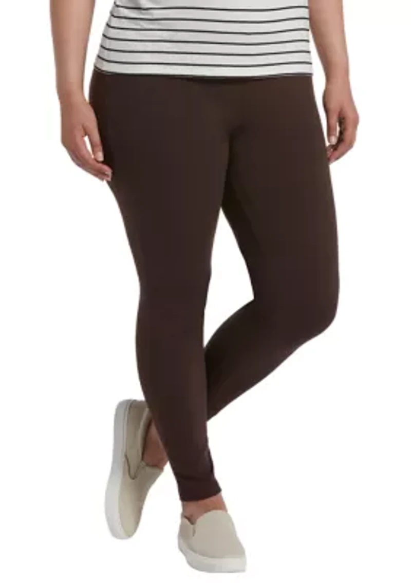 Plus Wide Waistband Blackout Cotton Leggings