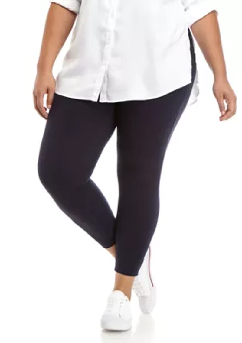 Plus Wide Waistband Blackout Cotton Leggings