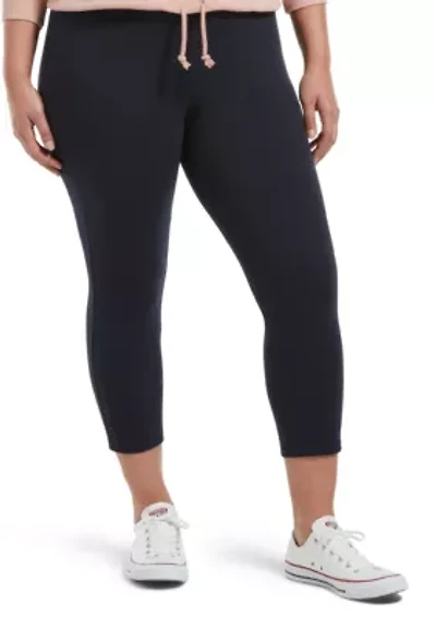 Plus Blackout Cotton Capri Leggings