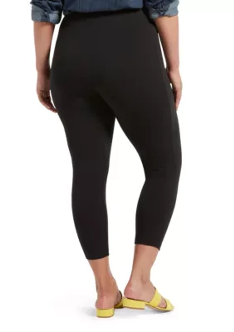 Plus Blackout Cotton Capri Leggings