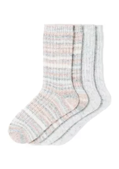 Striped Tweed Cozy Crew 2-Pair Pack