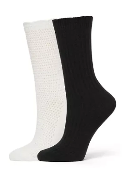 Lattice Scallop Crew Sock 2-Pair Pack
