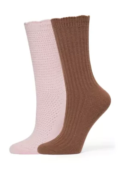 Lattice Scallop Crew Sock 2-Pair Pack