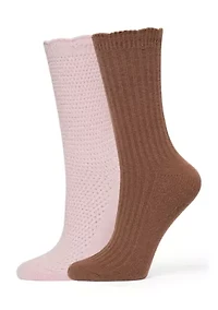 Lattice Scallop Crew Sock 2-Pair Pack