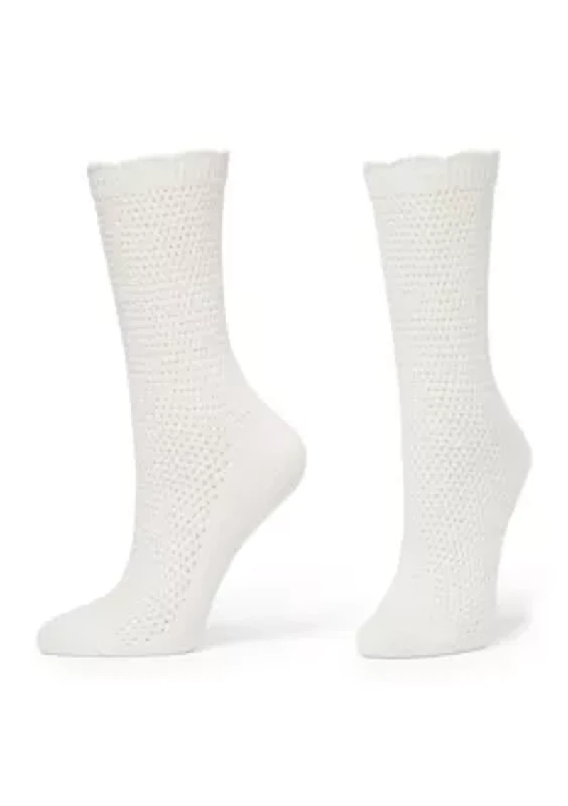 Lattice Scallop Crew Sock 2-Pair Pack