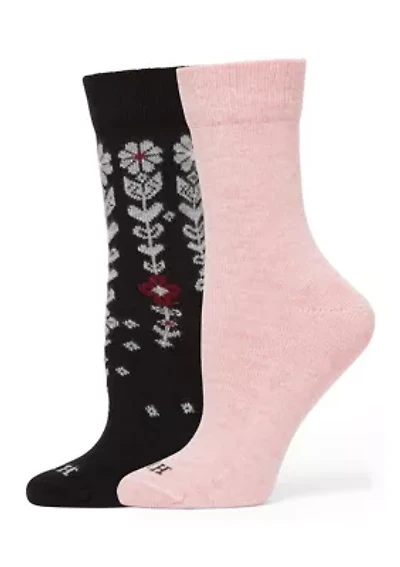 Descending Flower 2-Pair Crew Sock Pack