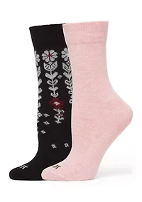Descending Flower 2-Pair Crew Sock Pack
