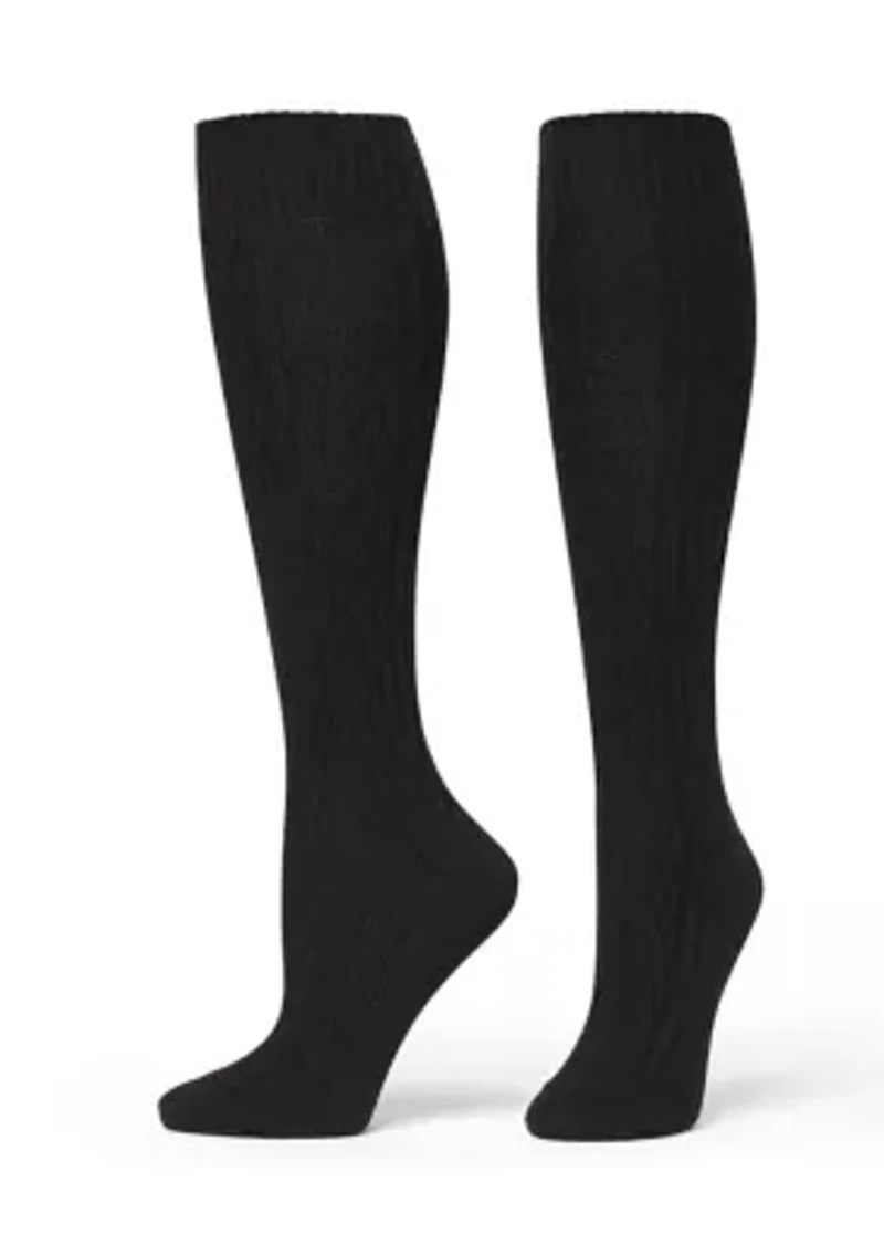 Cable Knit Knee-High Socks