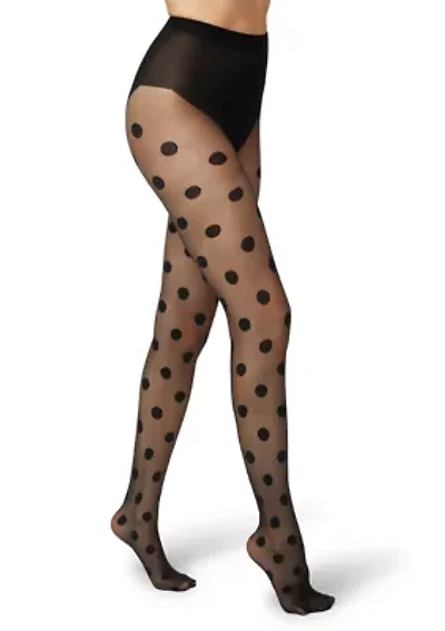 Oversized Dot Sheer Tights with Control Top