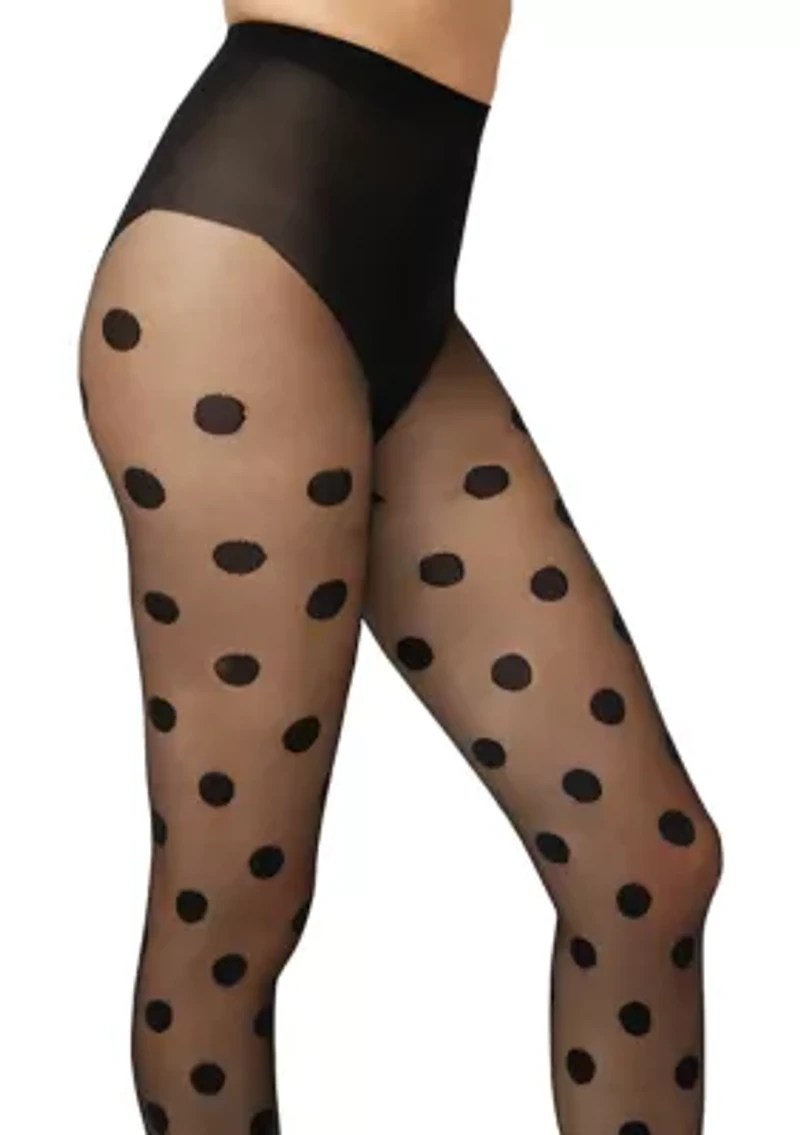 Oversized Dot Sheer Tights with Control Top