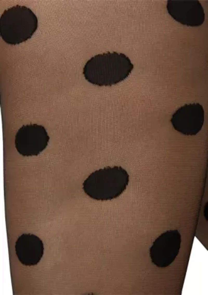Oversized Dot Sheer Tights with Control Top
