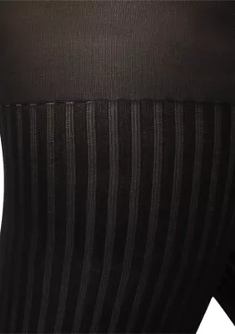 Opaque Sheer Ribbed Tights with Control Top