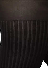 Opaque Sheer Ribbed Tights with Control Top