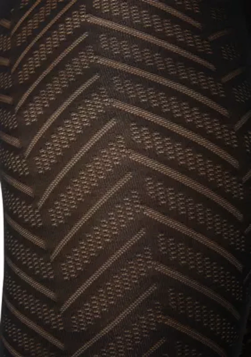 Opaque Chevron Sheer Tights with Control Top