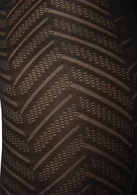 Opaque Chevron Sheer Tights with Control Top