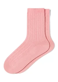 Silk Blend Cable Crew Socks
