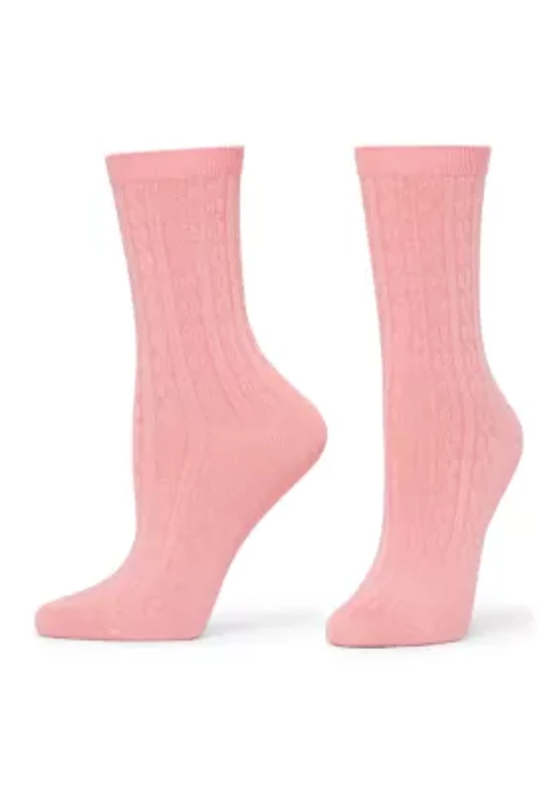 Silk Blend Cable Crew Socks