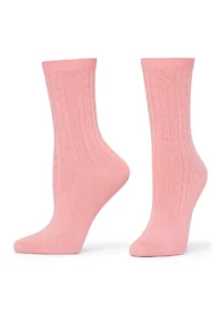 Silk Blend Cable Crew Socks