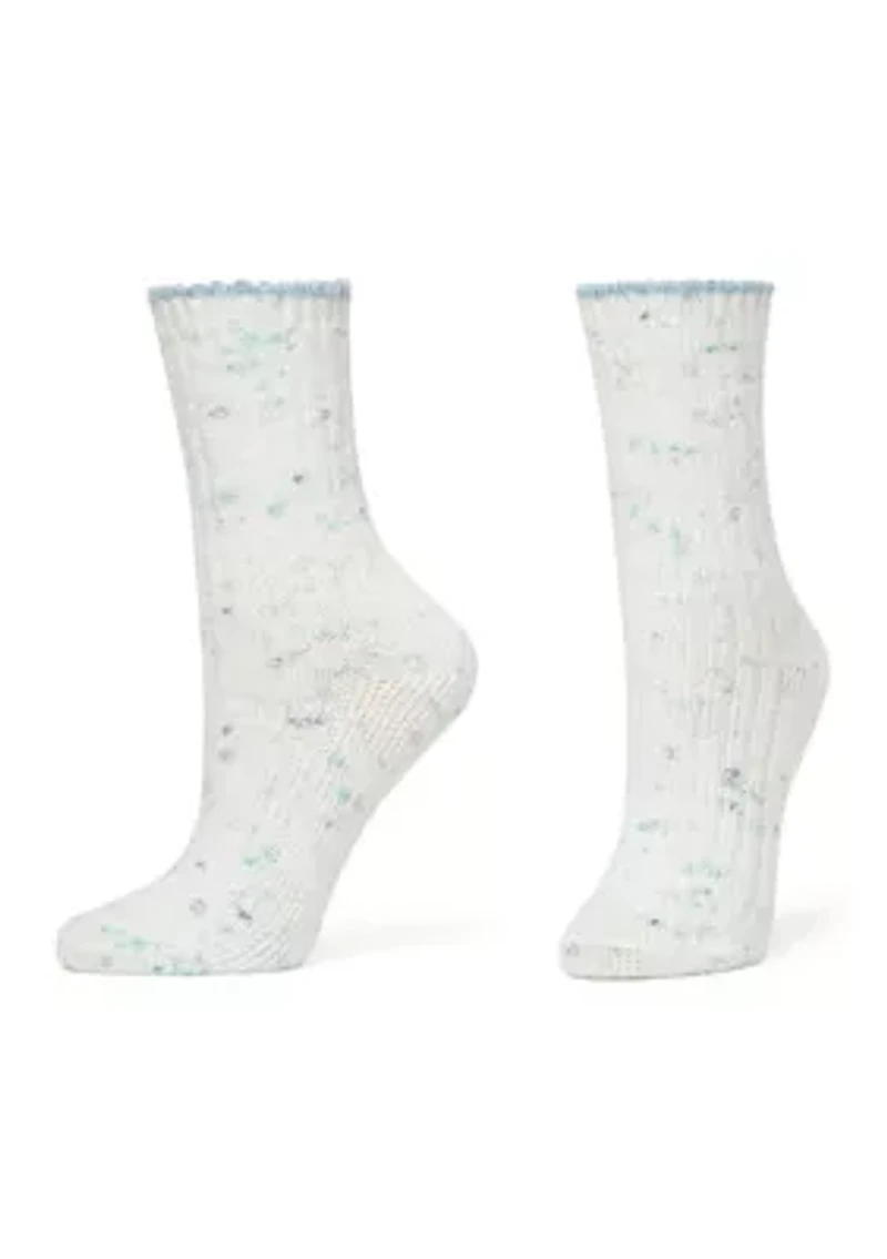 Striped Tweed Cozy Crew Socks