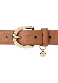 Charm Saffiano Leather Belt