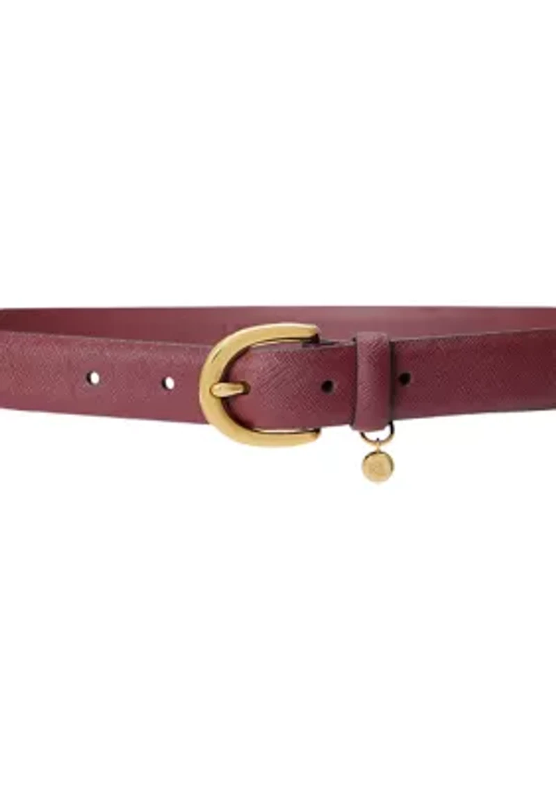Charm Saffiano Leather Belt