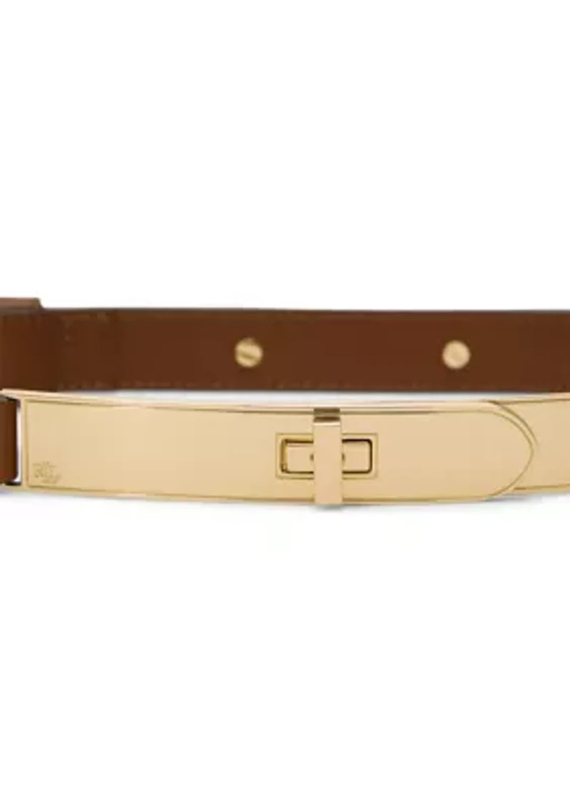 Turn-Lock Skinny Leather Belt