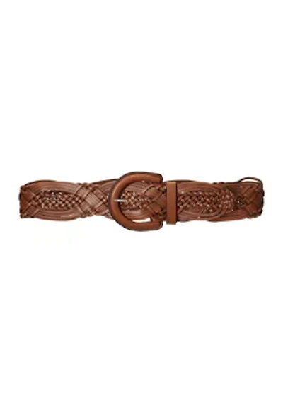Women's Braided Leather Wide Belt