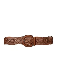 Women's Braided Leather Wide Belt