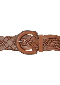 Women's Braided Leather Wide Belt