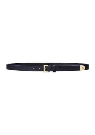 Pebbled Leather Skinny Belt