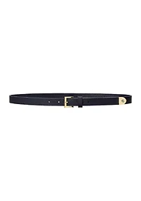 Pebbled Leather Skinny Belt