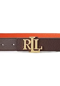 Logo Reversible Pebbled Leather Belt
